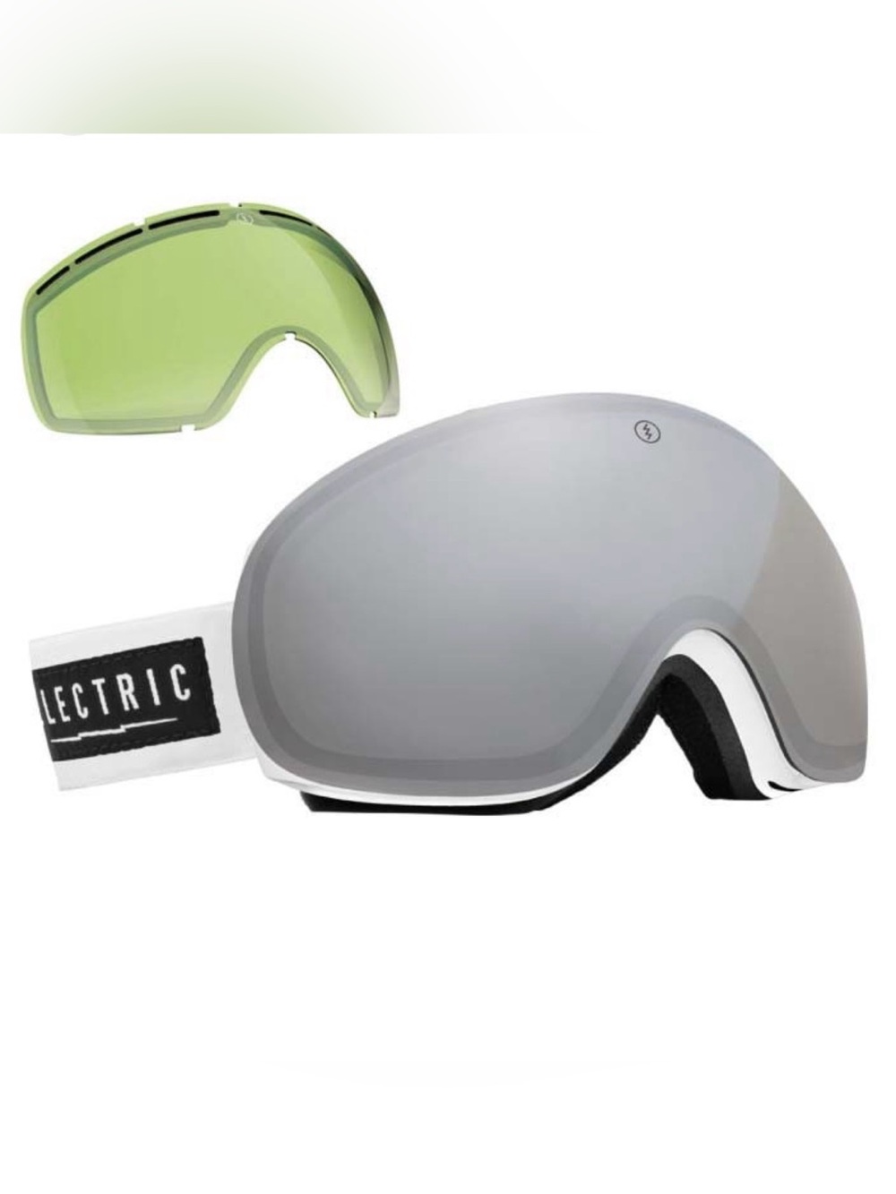 Electric adult ski goggles with interchangeable green lens. Unisex.